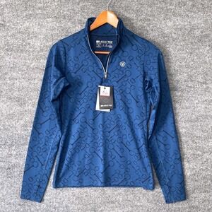 Ariat Prophecy 1/4 Zip LS Estate Blue Bit Top Womens XS US Equestrian AriatTek